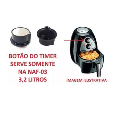 Imagem de Botão Air Fryer Mondial Timer Preto Com Inox  Naf-03 