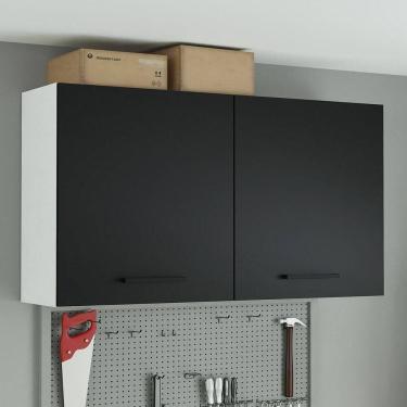 Imagem de Armário Aéreo Multiuso 120cm 2 Portas Branco/Preto Agata