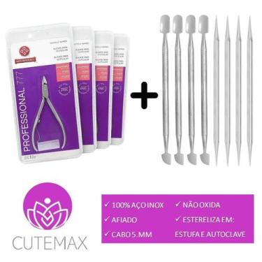 Imagem de Kit 4 Alicates De Cutícula Mundial 777 4 Espátulas 4 Palitos - Cutemax