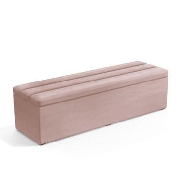 Imagem de Calçadeira Baú Ursa 160 para Cama Queen N-031 Veludo Rosê Claro Aradec