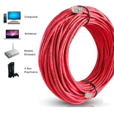 Imagem de Cabo De Rede Patch Cord Cat6 10metros 10m Cat6 Vermelho Giga - Tozz