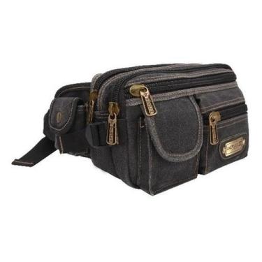Imagem de Pochete Masculina Reforçada Bolsa Cintura De Lona Multiuso . - Plat1