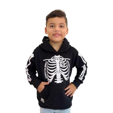 Imagem de Blusa Infantil Moletom Menino Canguru Touca Bolso Gangster, Preto, 06