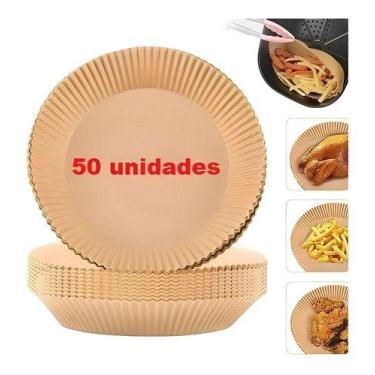 Imagem de 50 Papel Antiaderente Forro Descartável Kit Forma Air Fryer - ZEM