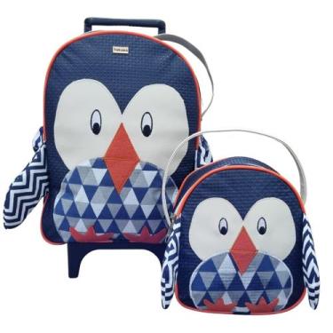 Imagem de Kit Mochila De Carrinho Infantil Bichinho G + Lancheira - Suporte Lanc