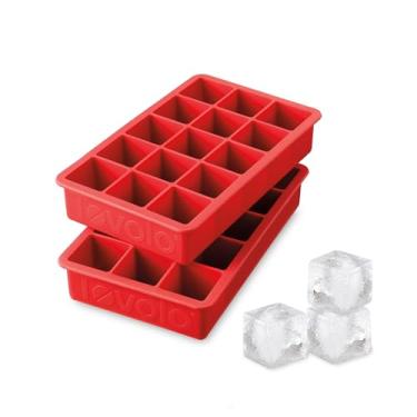 Imagem de Tovolo Conjunto de 2 bandejas de gelo Perfect Cube (Candy Apple) – Moldes de silicone reutilizáveis para uísque, coquetéis, café, acessórios de barman e vitaminas/livre de BPA e lavável na máquina de lavar louça