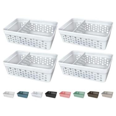 Imagem de Kit 4 Cesto Organizador Rattan c/ Divisória Removível 17x11 - Usual Ut