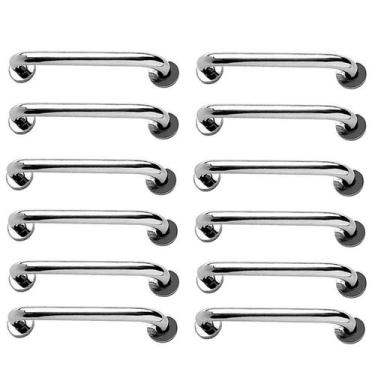 Imagem de Alça de Apoio Barra Inox 30cm Kit 12 Unidades Acessibilidade Idoso Cad