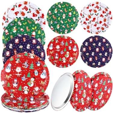 Imagem de Yaomiao 16 peças de pratos de biscoito de Natal 30 cm bandejas de lata de Natal redondas lanche de Natal sobremesa prato de doces para presentes de cozinha de Natal