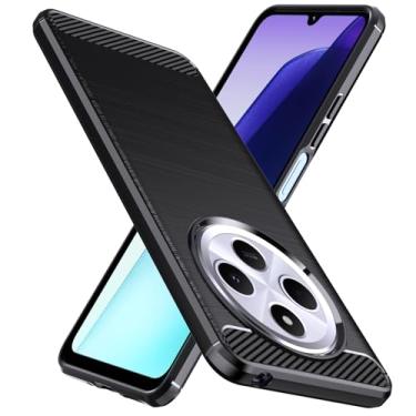 Imagem de Natbok Capa projetada para Xiaomi Redmi 14C/Redmi A4/Redmi 14 C/Poco C75, TPU flexível [textura escovada] [antiderrapante] à prova de choque, proteção militar, capa fina para Redmi 14C, preta