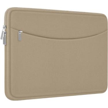 Imagem de Capa para laptop de 35.6 cm, capa protetora à prova de choque, pasta para computador com bolso acessório, capa portátil para computador para MacBook de 14 polegadas, HP, Dell, Lenovo, Acer, cáqui