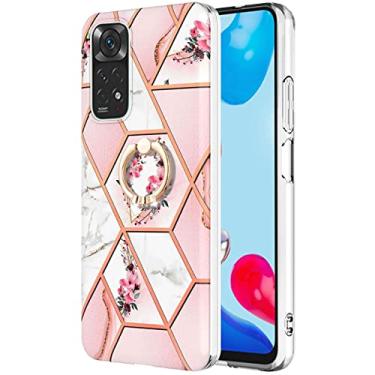 Imagem de Monwutong Capa de telefone para Redmi Note 11 4G, capa para Redmi Note 11S, capa de flor de mármore IMD para meninas com anel giratório de metal com suporte para Redmi Note 114G/Redmi Note 11S, YBHD