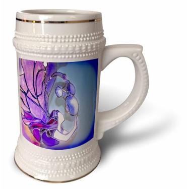 Imagem de 3dRose Imagem de Sereia de Vitral Roxo e Violeta - Caneca de Caneca, 530 ml, 650 ml, Branca