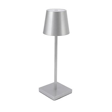 Imagem de Lâmpada de Toque Led Moderna Simples Recarregável Alto Brilho Regulável Cordl Candeeiro Mesa para Barra Restaur Melhorar Ance e Eficiência (Prata)