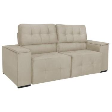 Imagem de Sofá Cama Retrátil Sala Vicenza 210cm Bouclé - Doce Sonho Móveis, Bege