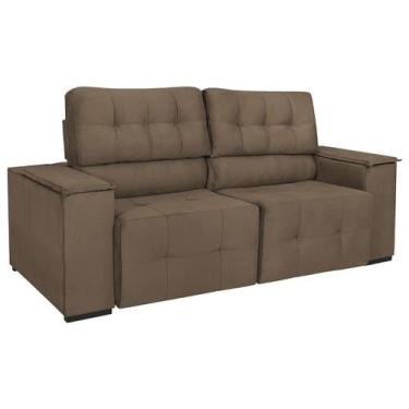 Imagem de Sofá Cama Retrátil Sala Vicenza 175cm Suede - Doce Sonho Móveis, Marro