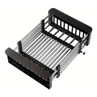 Imagem de Escorredor Extensível Cuba Pia Inox Ajustável Cesto Preto - Revomax