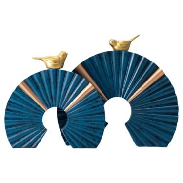 Imagem de CECKQUE Escultura contemporânea exclusiva objetos decorativos acima do armário decoração cozinha itens de decoração de casa modernos acentos para sala de estar suporte de TV decorações centrais (azul)