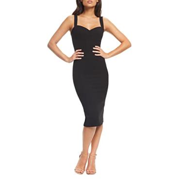 Imagem de Dress the Population Vestido feminino Nicole sem mangas colado ao corpo com bainha midi, Preto, M