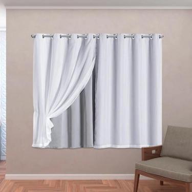 Imagem de Cortina com Forro Tecido Blackout Corta Luz e Voil 5,40x2,70 - Angel D