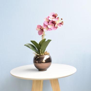 Imagem de Arranjo de Orquídea Rosa 3D no Vaso Bronze P  Formosinha