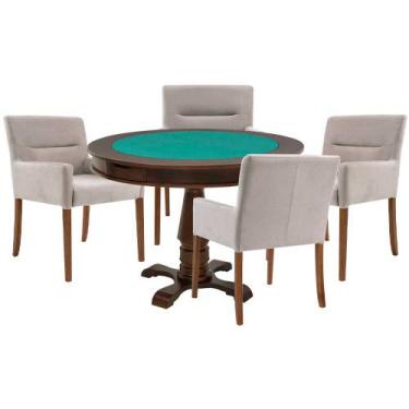 Imagem de Mesa de Jogos Carteado Victoria Redonda Tampo Reversível Imbuia com 4 