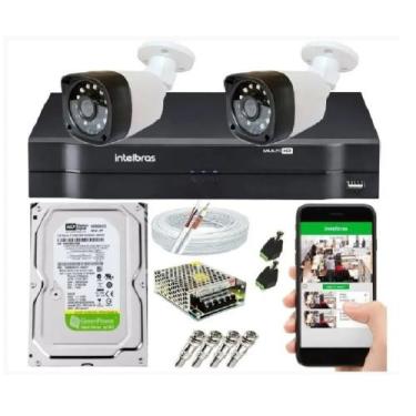 Imagem de Kit Cftv 2 Câmeras Segurança AHD + Dvr Mhdx 1104 Intelbras + HD 500GB