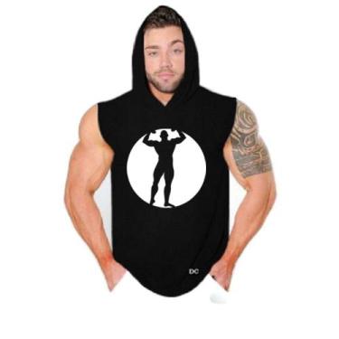 Imagem de Camiseta Regata Cavada Masculina Com Capuz Treino Academia Estampada M