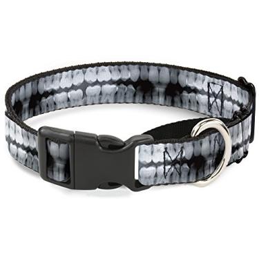 Imagem de Buckle-Down Coleira para cachorro preta e branca de raios-X dentais, 2,54 cm de largura - serve para 28-43 cm de gola média