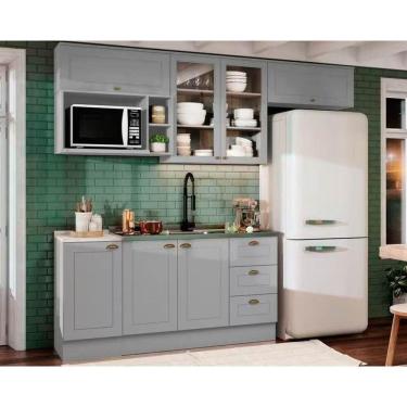 Imagem de Kit Cozinha Modulada 7 Peças Americana (4Aéreos+2Balcões+1Complemento) s/Pia CZ140 Cinza - Henn