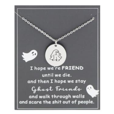 Imagem de Ankiyabe Colar de fantasma de melhor amigo com cartão I Hope We're Friends Until We Die Presente de Amizade Engraçado para Bestie BFF Sister, standard, Aço inoxidável, Sem Pedra Preciosa