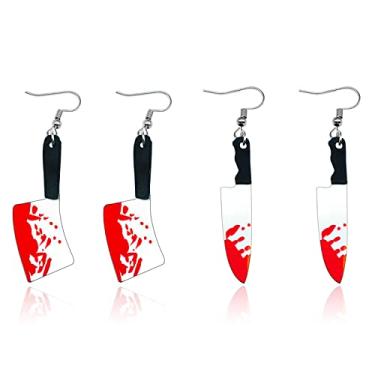 Imagem de Brincos pendentes de faca para mulheres brincos de adaga de acrílico gótico brinco de Halloween para mulheres joias de festa de Halloween, Acrílico, outro