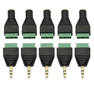 Imagem de Didamx 10 conectores adaptadores conversor balun de 3,5 mm estéreo TRS áudio e vídeo macho/fêmea para 3 terminais de parafuso