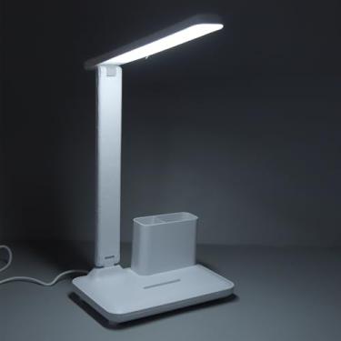 Imagem de Lâmpada de Mesa Com Cabeça Giratória, Escurecimento Contínuo, 3 Temperaturas de Cor para Leitura, Escrita, Estudo, Material ABS, Plug-in, Luz Branca/Luz Quente/Luz Branca