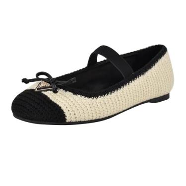 Imagem de GUESS Sapatilha feminina Maysa Ballet, Malha branca/preta 150, 35
