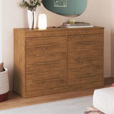 Imagem de Cômoda Arizona 6 Gavetas 100% Mdf Nogueira - Doripel