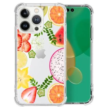 Imagem de Yuning419 Capa compatível com iPhone 13 Pro, capa transparente de morango com fruta do dragão para iPhone 13 Pro, capa protetora à prova de choque de TPU macio para iPhone 13 Pro