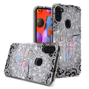 Imagem de CELZEN - Para Samsung Galaxy A11 (SM-A115) - Capa de telefone com imagem em relevo - AC6 Swan Lace