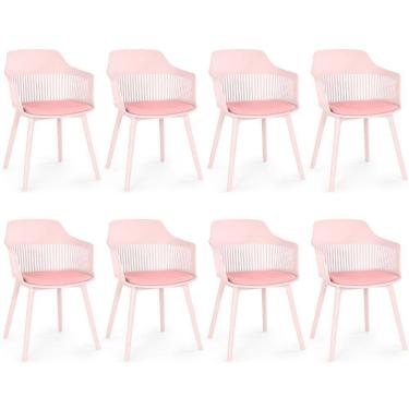 Imagem de Kit 8 Cadeiras De Jantar Estofada Marcela - Rosa