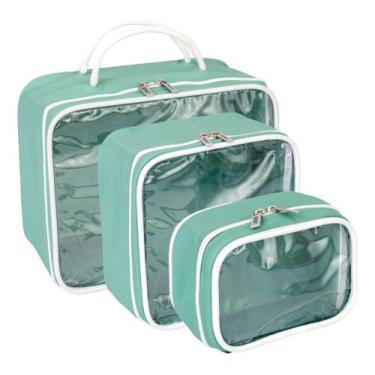 Imagem de Kit nécessaire feminina para organização de viagem - ASSENCIO, Verde