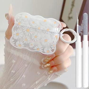 Imagem de Linda capa transparente para AirPods Pro 2/1 geração, design feminino, margarida, macia, à prova de choque, Kawaii, Apple iPod Pro, 2ª/1ª geração, com caneta de limpeza e chaveiro, meninas e mulheres