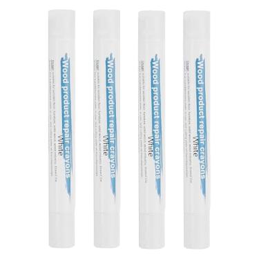 Imagem de PATIKIL Giz de cera para reparo de móveis, 4 peças de bastões de enchimento de madeira de cera de madeira para arranhões Mesas de furos de piso de madeira, branco