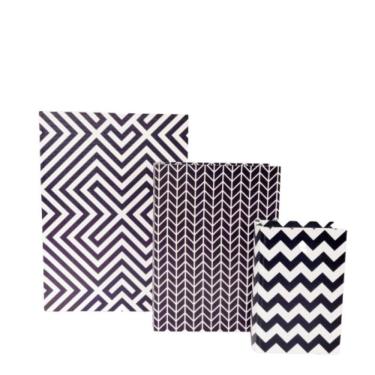 Imagem de Caixa Livro Decorativa Zig Zag 3 Peças Preto/Branco