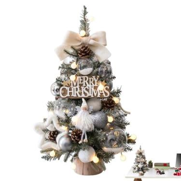 Imagem de Árvore de Natal artificial, árvore de Natal de 45,7 cm, enfeites de mesa para árvores de Natal, árvore de Natal artificial de mesa, decoração de árvore de Natal iluminada para quartos