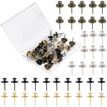 Imagem de GORGECRAFT 40 peças, 4 cores, cabides de cabeça dupla, ganchos de metal, tachas decorativas para pendurar fotos, pregos, tachinhas resistentes para parede, quadro de cortiça, escritório, dourado,
