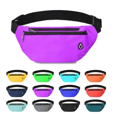 Imagem de Pochete para mulheres e homens, pochete transversal resistente à água esportiva bolsa de cintura, bolsa de cinto para viagens, caminhadas, corrida, 1 pacote - roxo, Large, Pochete