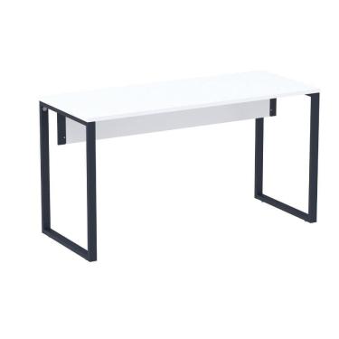 Imagem de Mesa Escritório P25 Tub Pandin 134 Cm (larg) Tampo Mdp Branco Pé Aço Tubular Azul Del Rey