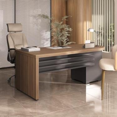 Imagem de Mesa para Escritório em Tamburato 50mm com 4 Gavetas Lado Esquerdo - Artany Nogal com Preto