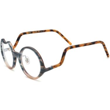 Imagem de Armação de óculos de acetato feminino oversize grande tamanho redondo óculos feitos à mão óculos (9285 leopardo fosco)