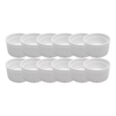 Imagem de Kit12 Ramequins Porcelana Branca Pequena para Molhos Temperos Sobremesas Porções Pequenas 77ml